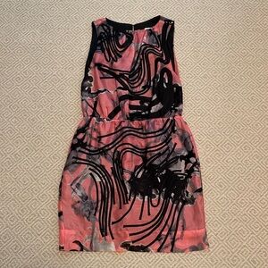 Robert Rodriguez Pink and Black Abstract Mini Dress